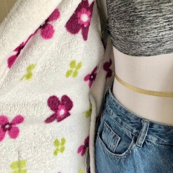 Floral Fleece Cozy Robe White Multicolor - Picture 10 of 12